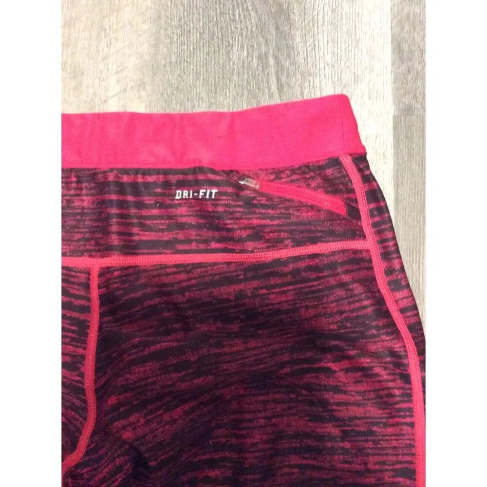Nike Dri Fit Leggings Medium M Pink Black Capri